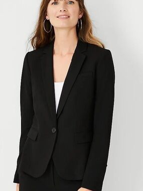Ann Taylor Black Tailored Single-Button Blazer